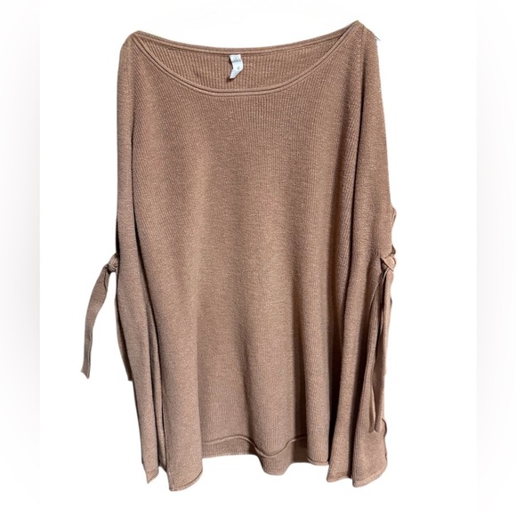 Wishlist Tops - Wishlist Tan Women's Sweatshirt with Tie Sleeves
